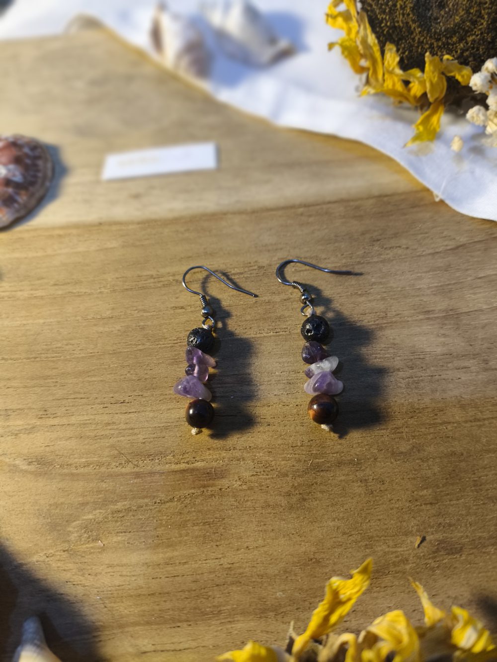 Divine Grounding Lava and Amethyst Earrings